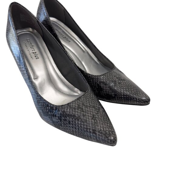 Comfort Plus By Predictions Womens Snake Print Black Pointed-Toe Pumps Size 7M - Picture 9 of 13